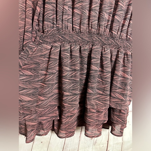 YAS Rush sheer long sleeve pleated drop waist tiered dress, sz XL, NWT $129 - Picture 2 of 8
